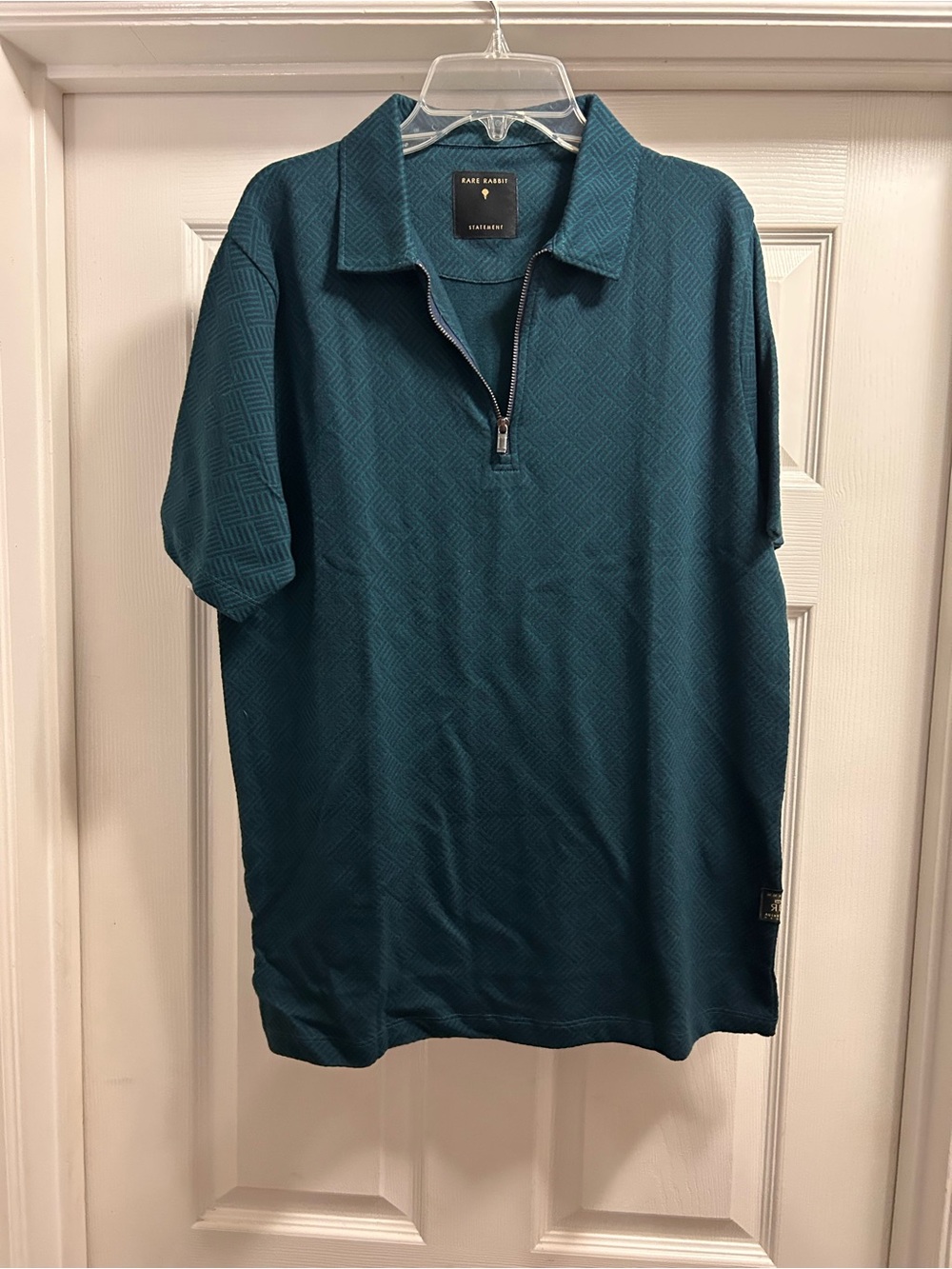 Rare Rabbit Statement Quarter-Zip Polo Dark Teal Mens Size S or Womens S
